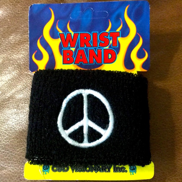 Novelty “PEACE” sign embroidered Wristband - Picture 1 of 3